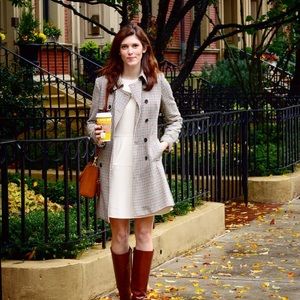 J.Crew Houndstooth Wool Trench- Size 4